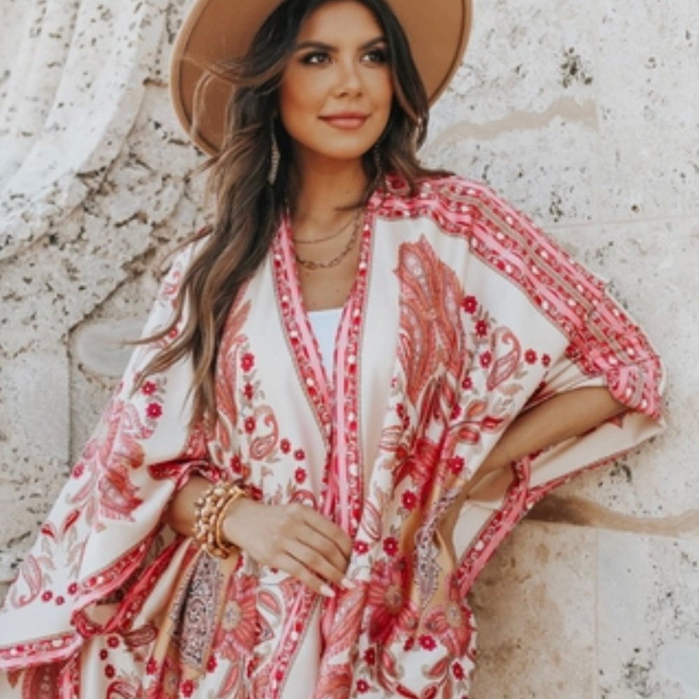 Santorini Sunset Printed Kimono